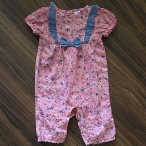 Penelope Mack Floral Jumpsuit with Puff Sleeves And Burton Snaps Size 3-6M